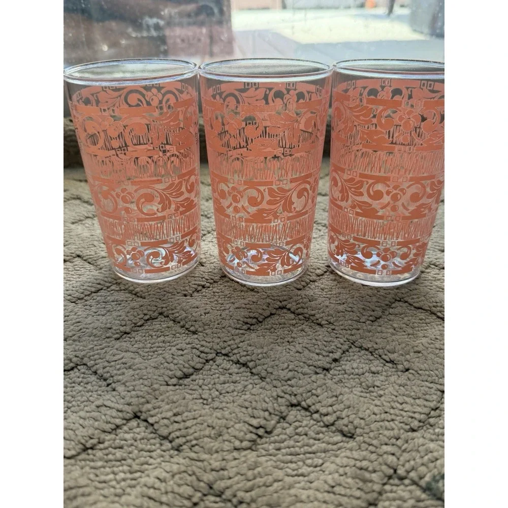 Midcentury Anchor Hocking Chantilly Pink Glasses Tumblers Set 3